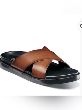 Stacy Adams Men's Cross-Band Slide Sandal in Brown and Black